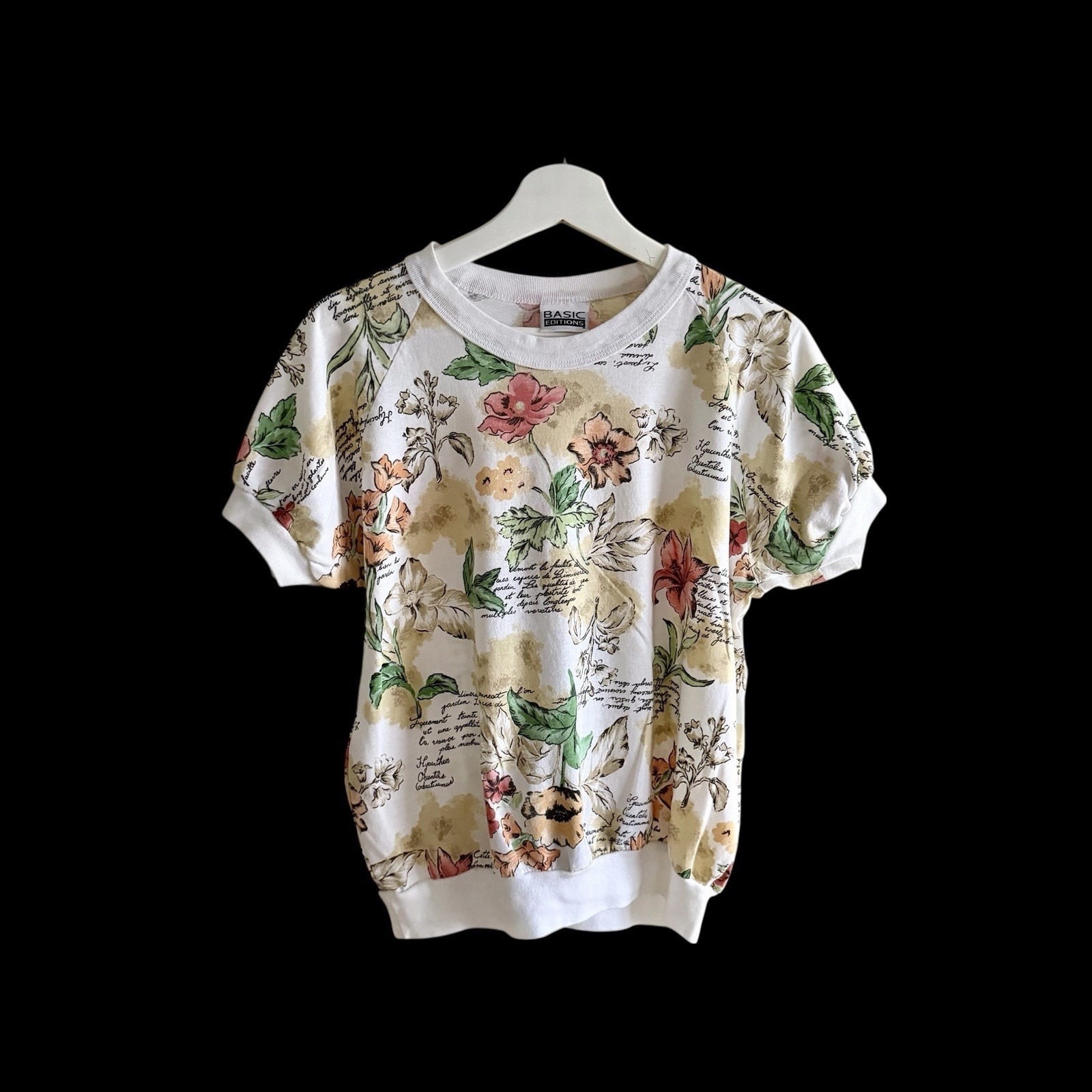 Vintage 80's Basic Editions Women's Floral Print Shirt Large Made In Usa 90s